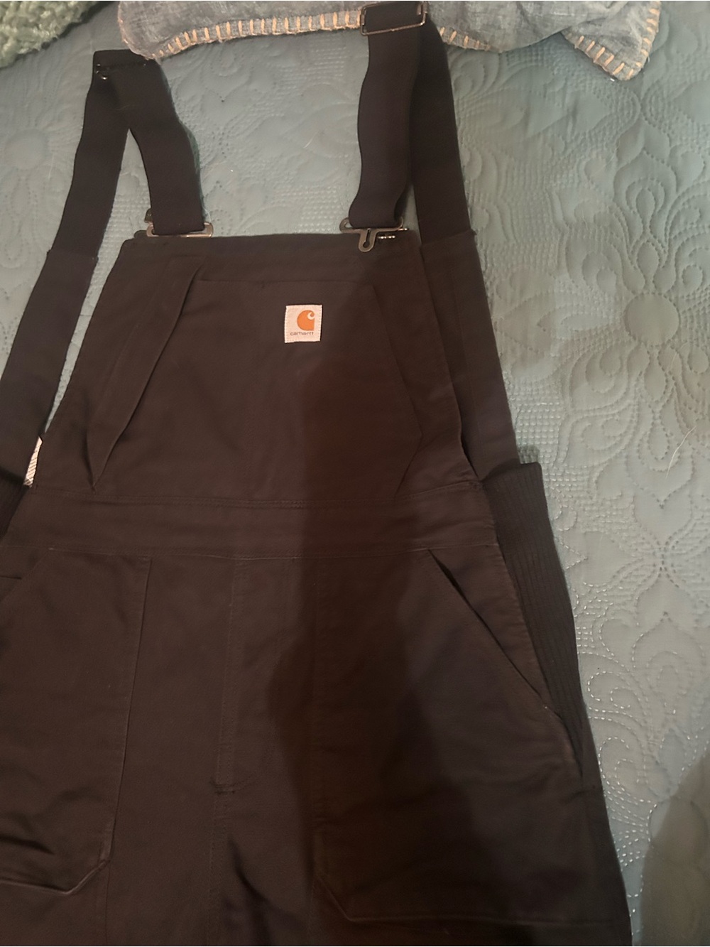 Woman's Carhartt Black Coveralls with Brown Logo Patch - Picture 2 of 11